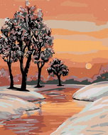 Painting by Numbers - Stream and Winter Landscape, 80x100 cm, without frame and without turning off  - Painting by Numbers
