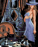 Painting by numbers - Chess player in blue, 40x50 cm, without frame and without switching off the ca - Painting by Numbers