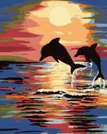 Painting by Numbers - Dolphins and Sunset, 40x50 cm, without frame and without turning off the canva - Painting by Numbers