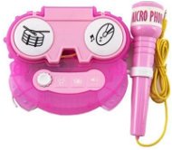 Karaoke Mikrofon rosa Kunststoff batteriebetrieben mit Licht in Box 24x21x5,5cm - Kindermikrofon