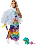 Barbie Extra - szivárványszínű ruhában, kék kabátban - Játékbaba