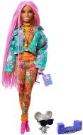 Barbie Extra - rózsaszín copfokkal és virágos leggingsben - Játékbaba