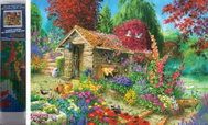 NORIMPEX Cabin in the garden 30 × 40 cm - Diamond Painting