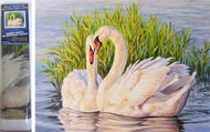 NORIMPEX Swans in reeds 30 × 40 cm - Diamond Painting
