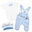 Bodysuit with sleeves, half-sleeves, cap, blue/white, 62