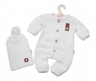 Baby Nellys 2-dílná sada Pletený overálek Star + čepice Hand Made, bílý, vel. 68/74 - Sada oblečení pro miminko