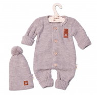 Baby Nellys 2-dílná sada Pletený overálek Star + čepice Hand Made, béžový, vel. 56/62 - Sada oblečení pro miminko