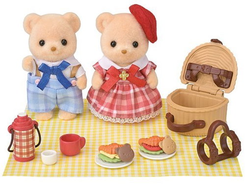 Sylvanian Families Cookie Bears Brother and Sister on a Picnic - Figure - Main image