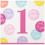 UNIQUE Pink Polka Dot 1st Birthday Napkins - girl - 33 × 33 cm - 32 pcs - happy birthday - Paper Napkins