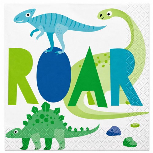 UNIQUE dinosaur paper napkins blue-green - 32 × 32cm - 32pcs - Paper Napkins - Main image