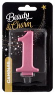 GoDan Cake candle numeral pink metallic 8 cm, 1 - Candle