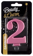 GoDan Cake candle numeral pink metallic 8 cm, 2 - Candle