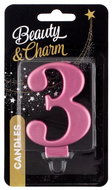 GoDan Cake candle numeral pink metallic 8 cm, 3 - Candle