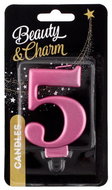 GoDan Cake candle numeral pink metallic 8 cm, 5 - Candle