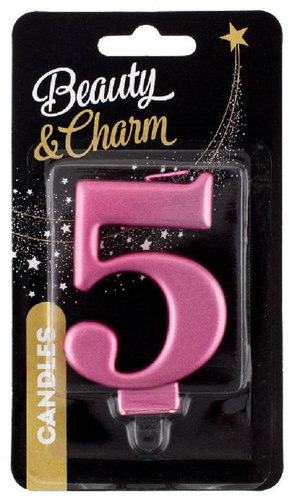 GoDan Cake candle numeral pink metallic 8 cm, 5 - Candle - Main image