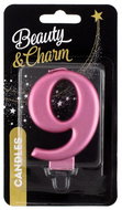 GoDan Cake candle numeral pink metallic 8 cm, 9 - Candle