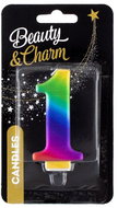 GoDan Candle rainbow numbers metallic, rainbow 8 cm, 1 - Candle