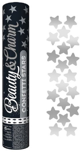 GoDan Shooting confetti 30 cm - silver stars - Confetti - Main image
