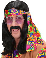 Widmann Men's long black hippie wig - Wig
