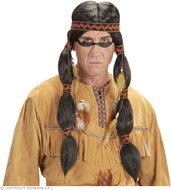 Widmann Black Indian wig with ponytails and headband - Wig