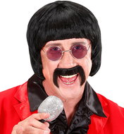 Widmann Men's short black wig with moustache and glasses - Wig
