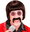 Brown wig with moustache and glasses