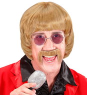 Widmann Men's short blond wig with moustache and glasses - Wig