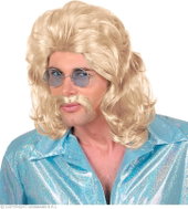 Widmann Men's retro blonde wig with moustache - Wig