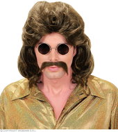 Widmann Men's retro brown wig with moustache - Wig
