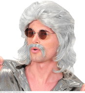 Widmann Men's retro grey wig with moustache - Wig
