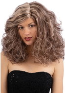 Carnival Toys Brown wavy wig with blonde strands - Wig