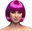 Purple mikado wig with bangs