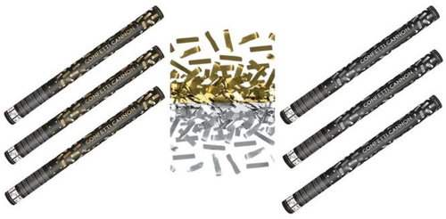 PARTYDECO Confetti set 60 cm gold metallic silver, New Year's Eve, 6 pcs - Confetti - Main image