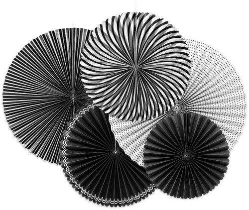 PARTYDECO Black and white rosettes 5 pcs - Decoration - Main image