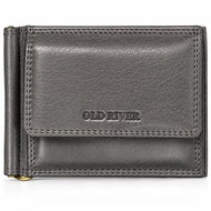 Old River men's leather money clip wallet with RFID protection in grey - Wallet