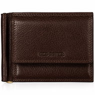 Old River men's leather money clip wallet with RFID protection in dark brown - Wallet