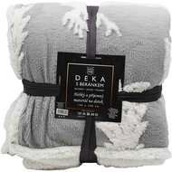 Home Elements Blanket with lamb, jacquard winter pattern, light grey - Blanket