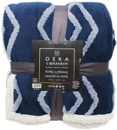 Home Elements Deka s beránkem, jacquard geometrický vzor, modrá - Deka
