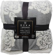 Home Elements Deka s beránkem, jacquard vzor Růže, světle šedá  - Deka