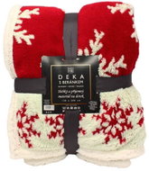 Home Elements Deka s beránkem, jacquard zimní vzory, bíločervená - Deka