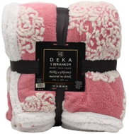 Home Elements Deka s beránkem, jacquard vzor Květiny, růžová - Deka