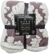 Home Elements Deka s beránkem, jacquard vzor Květiny, šedofialová - Deka