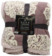 Home Elements Deka s beránkem, jacquard vzor Květy, šedofialová - Blanket