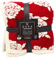 Home Elements Blanket with lamb, jacquard with rose pattern, red - Blanket