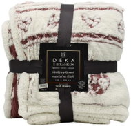Home Elements Deka s beránkem, jacquard vzor Srdíčka, červenobílá - Deka