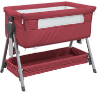 Shumee Crib with mattress and storage red linen fabric - Cot