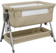 Shumee Crib with mattress and storage taupe linen fabric - Cot