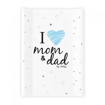Baby Nellys Changing Pad Soft 2-sided I Love White - Blue - Changing Pad - Main image