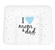 Baby Nellys Changing mat soft I Love white - blue 85 × 72 cm - Changing Pad