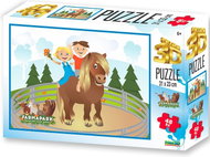 Prime 3D Puzzle s 3D efektem 48 dílků Farmapark: Děti s koníkem - Jigsaw Puzzle